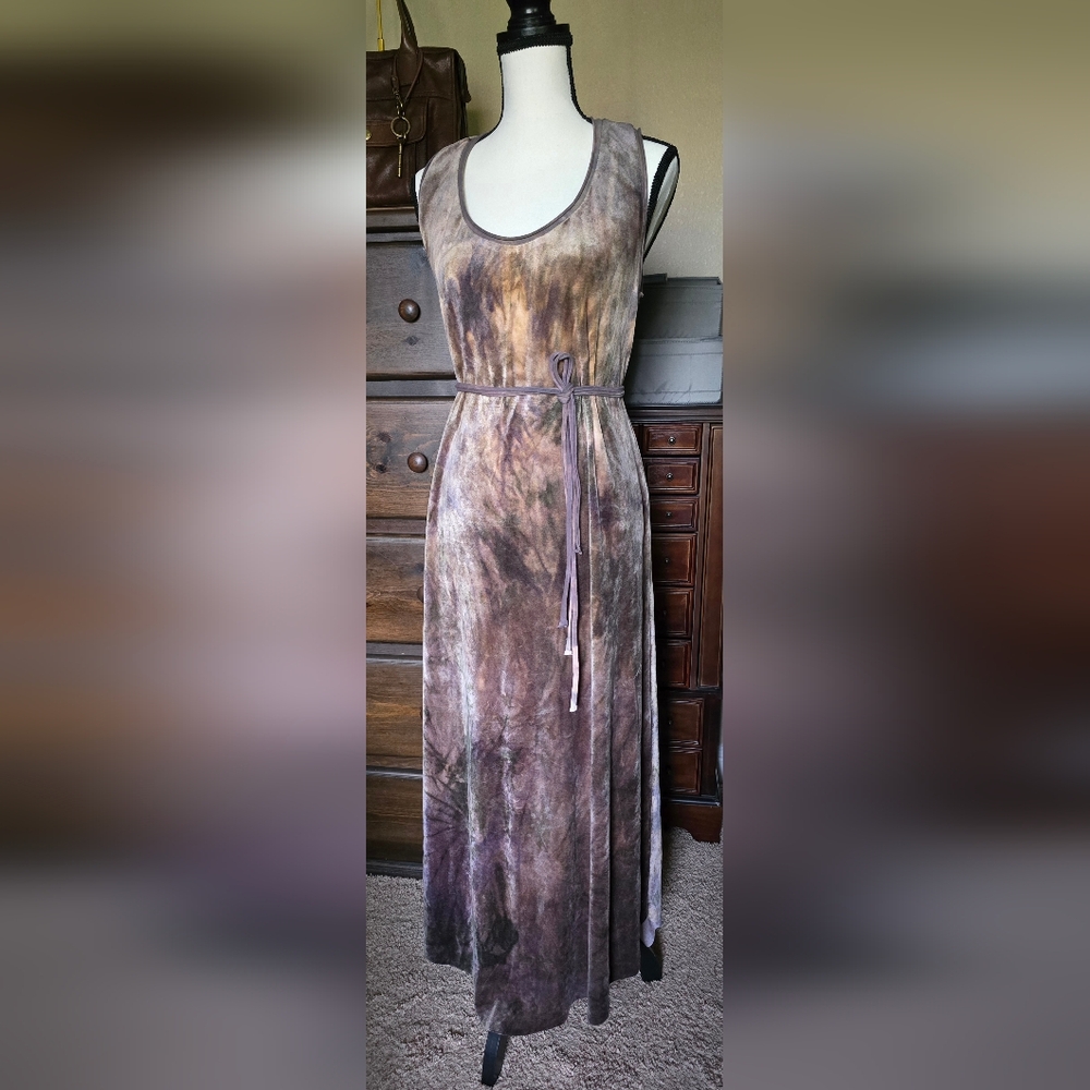 Sinew Moon Terrapin Maxi Dress: Dusk Bamboo Velour M/L
